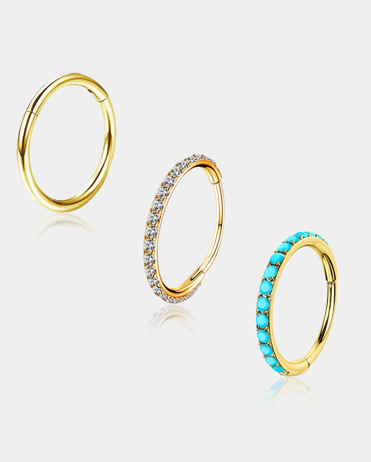 3PCS 20G Minimalist Single Hoop Nose Rings Set
