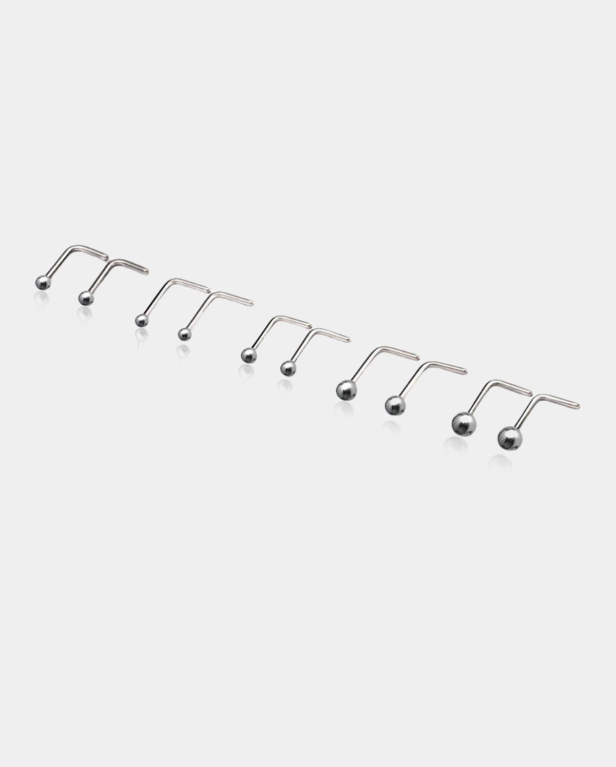 2PCS Titanium L-shaped Nose Stud