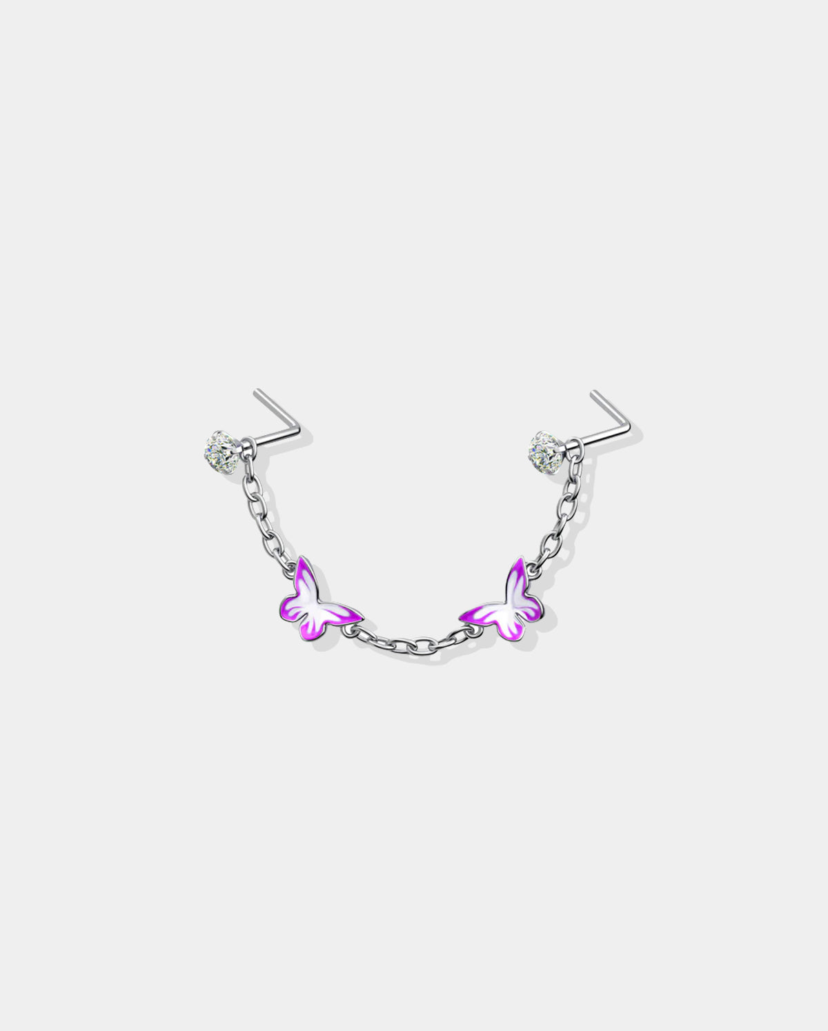 Purple Butterfly Dangle Nose Chain