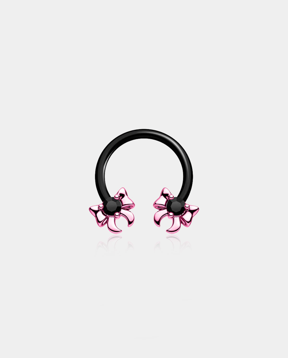 Pink Bow Black Horseshoe Septum Ring