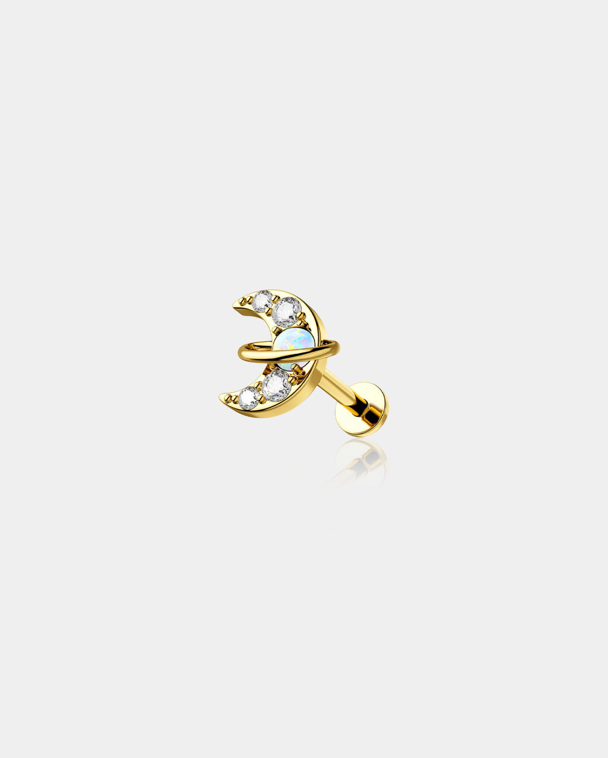 Synthetic Opal Moon Internally Threaded Helix Stud