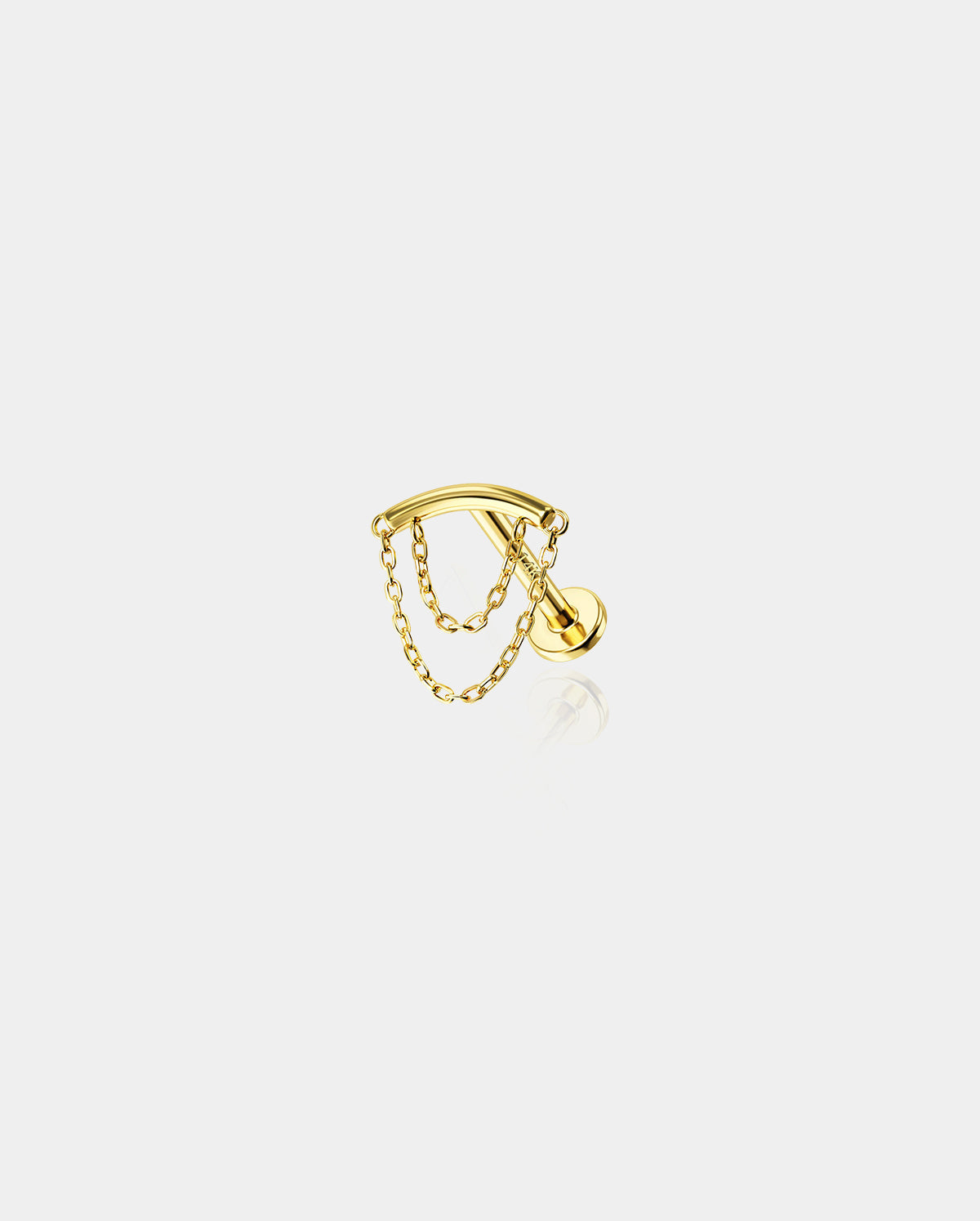 14K Gold Double Chain Internally Threaded Helix Earring