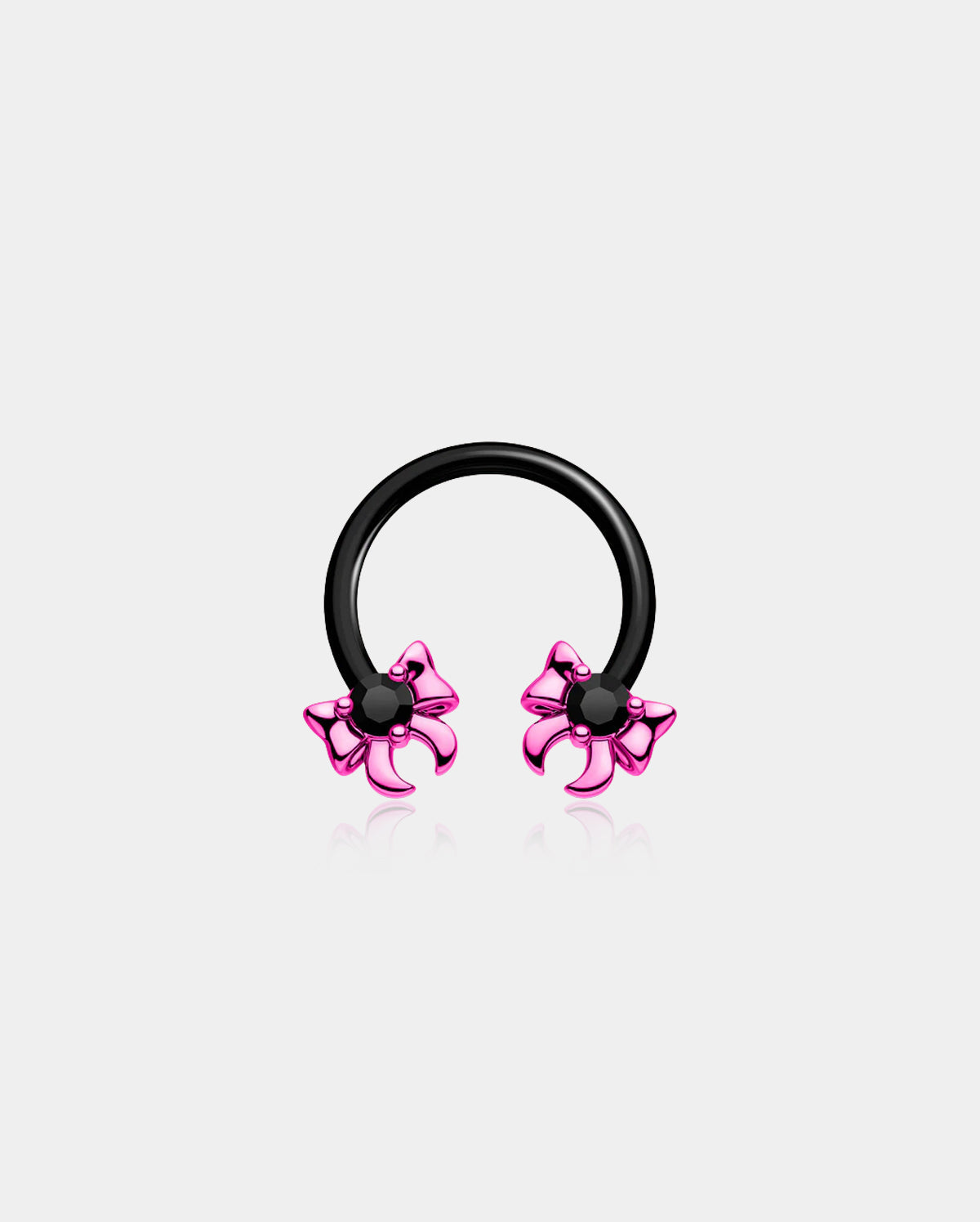 Pink Bow Black Horseshoe Septum Ring