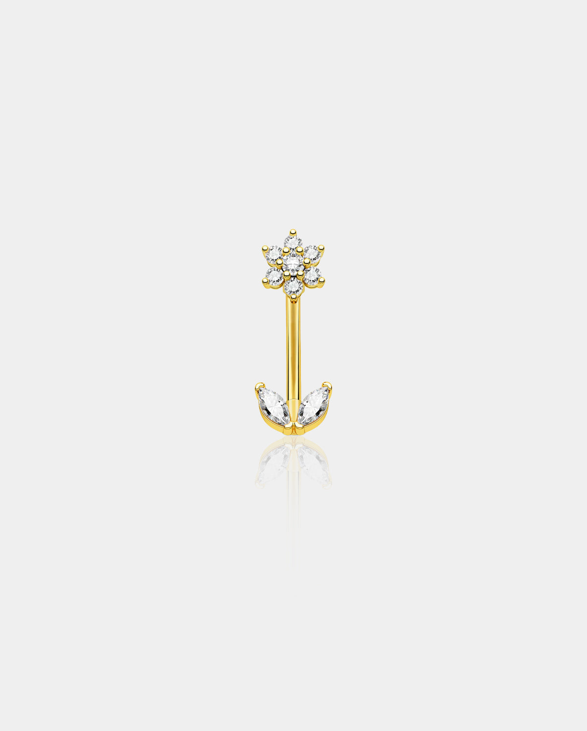 CZ Flower Curved Barbell Rook Ring