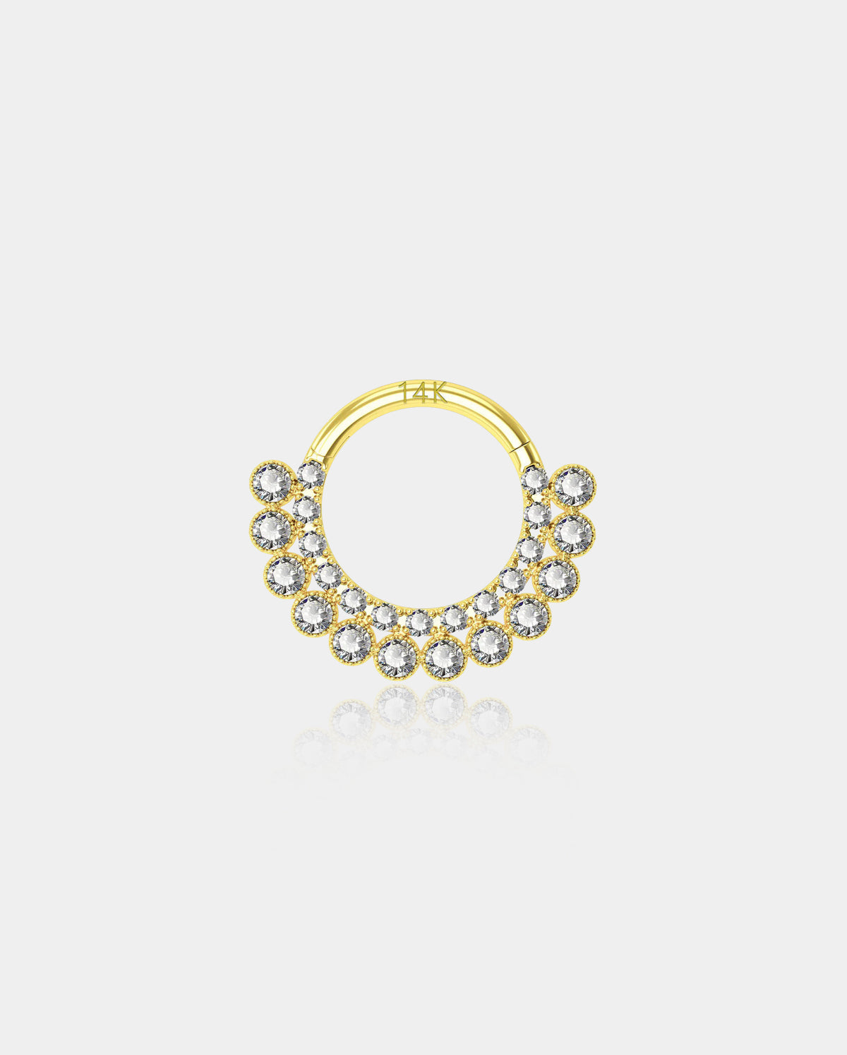 14K Gold CZ Clicker Segment Septum Hoop
