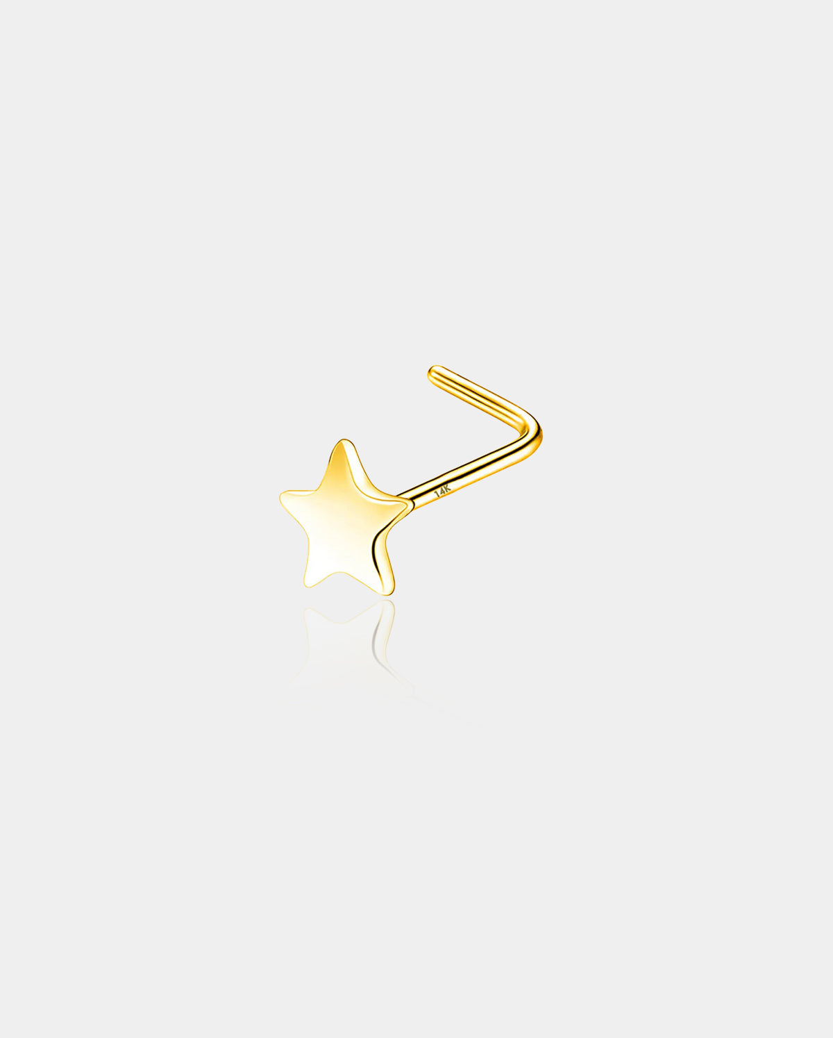14K Gold Small Star L-Shape Nose Stud