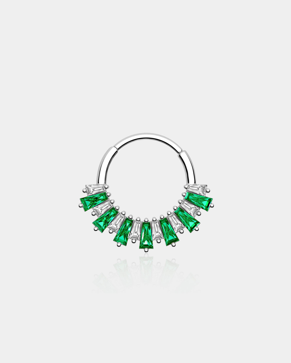 Baguette Clear/Green CZ Septum Ring