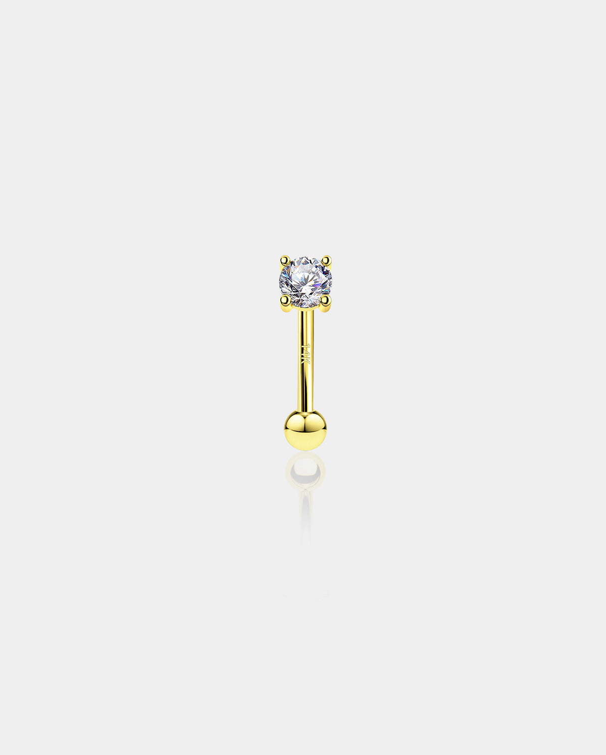 14K Gold Clear CZ Eyebrow & Rook Earring