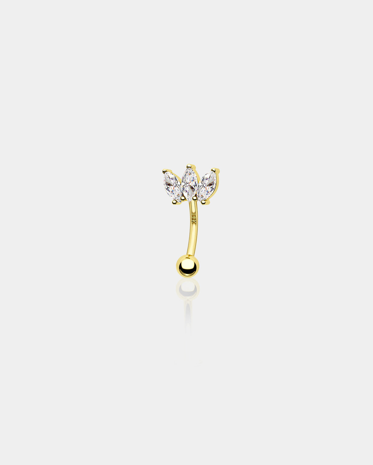 14K Gold Clear CZ Marquise Eyebrow Rook Ring