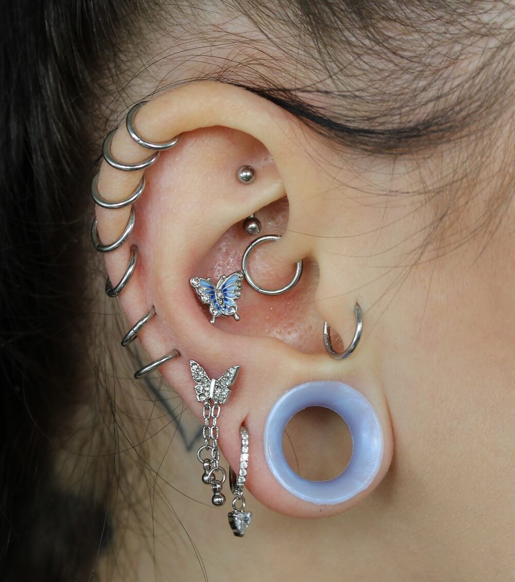 Dangle Butterfly Cartilage Stud