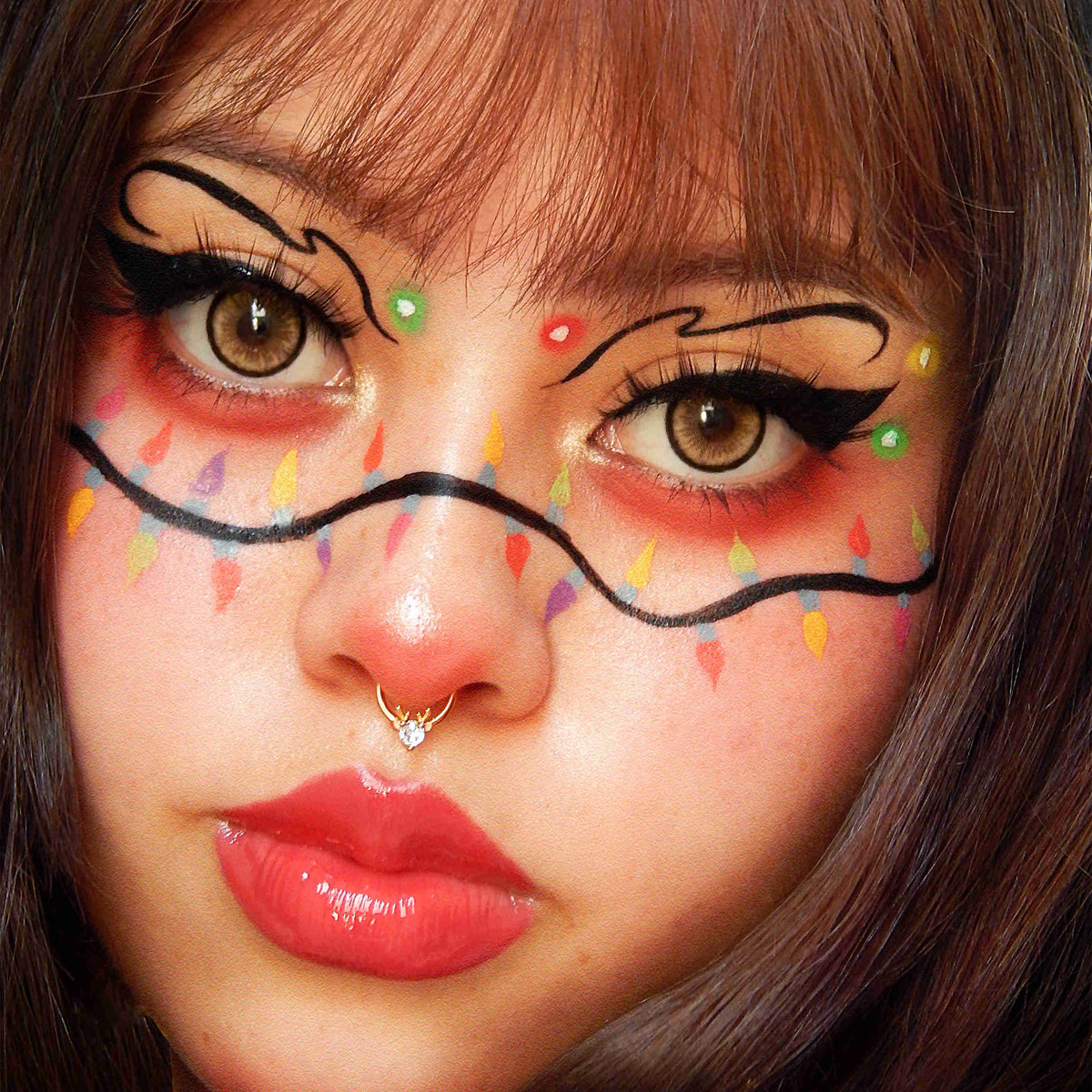 Xmas Deer Head Hinged Segment Septum Hoop