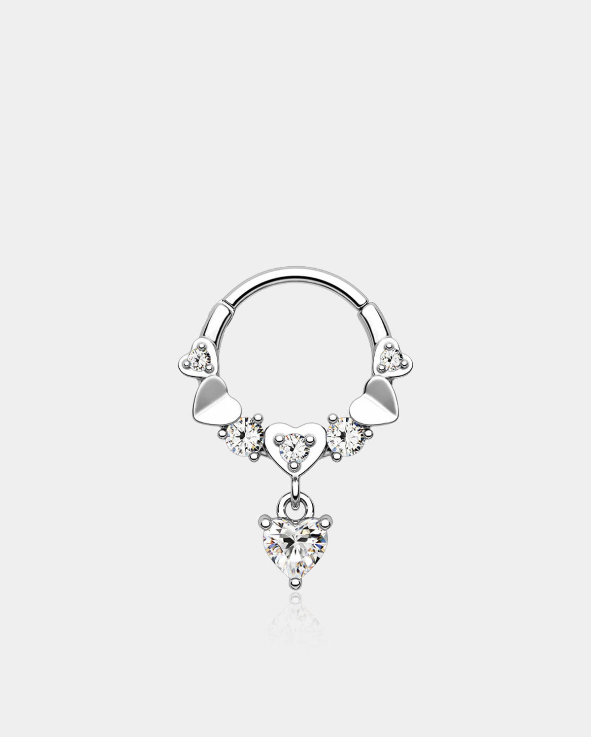 Deep Love Dangle Heart Segment Septum Ring