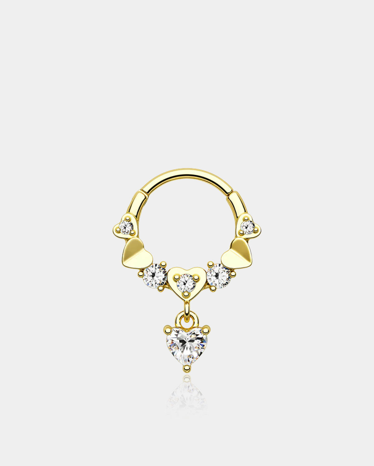 Deep Love Dangle Heart Segment Septum Ring