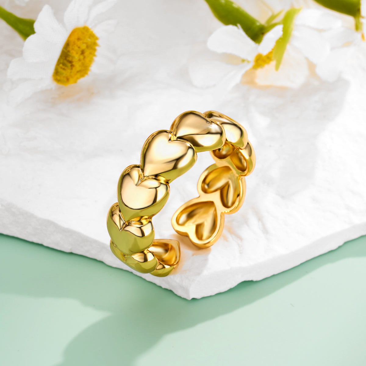 Chubby Heart Adjustable Open Ring