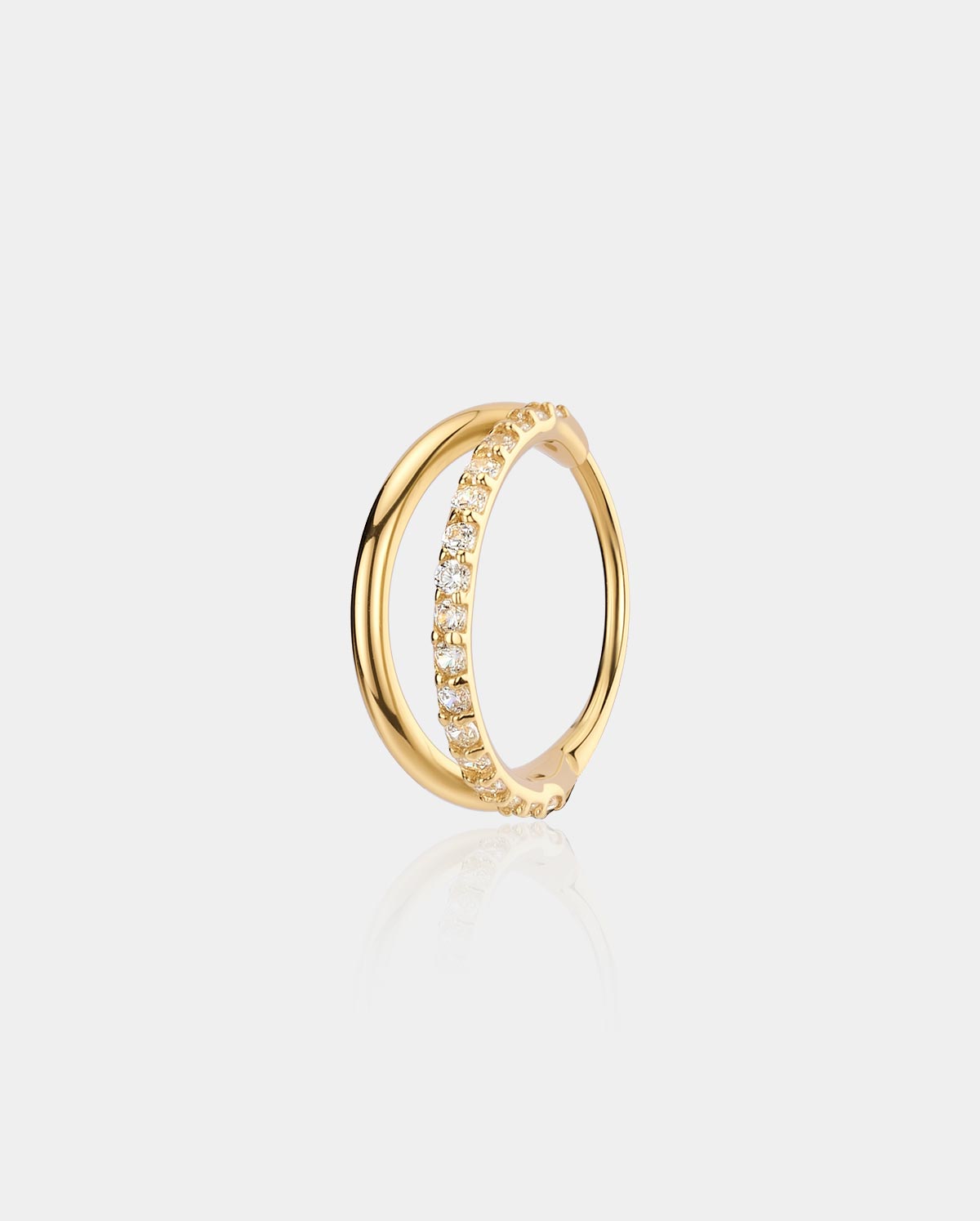 20G 14K Solid Gold Semi-Gem Double Nose Hoop