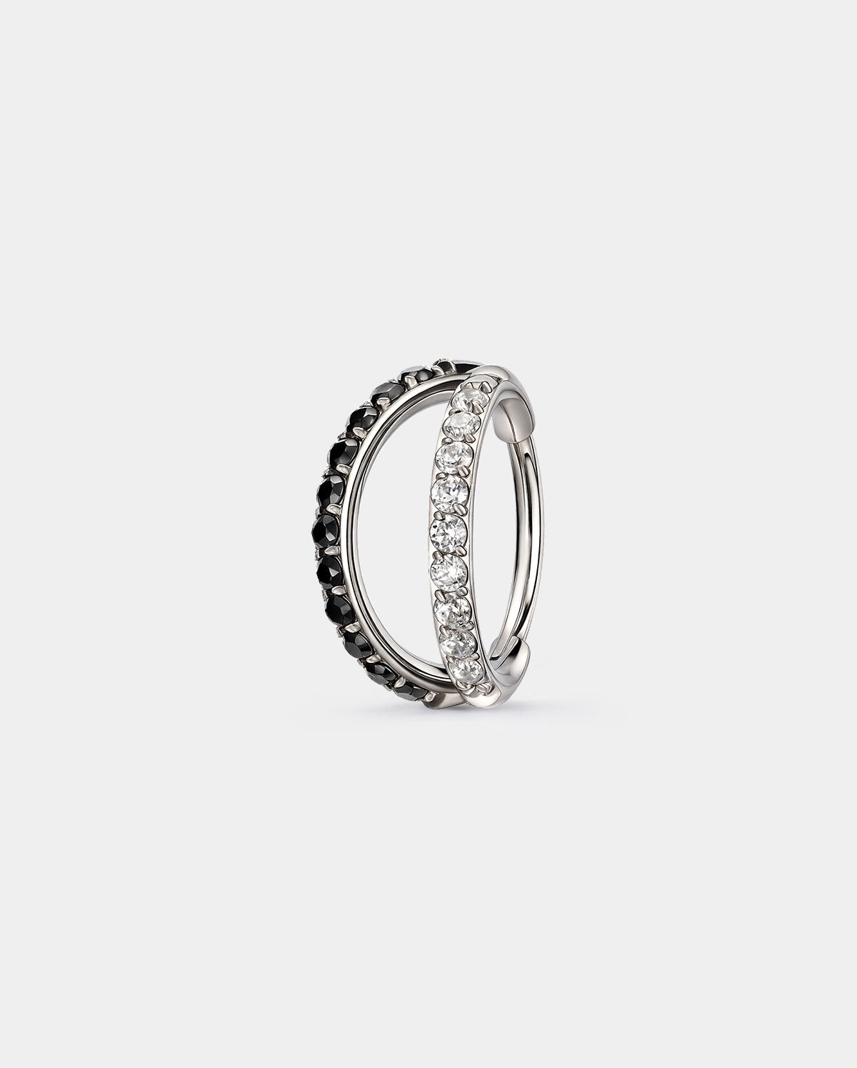 Black & Clear CZ Double Row Nose Ring