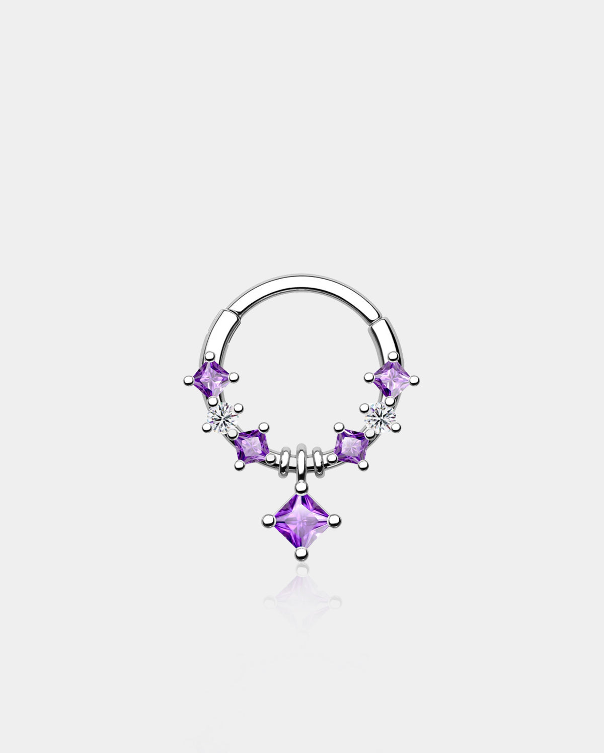 Colorful Square CZ Segment Septum Ring