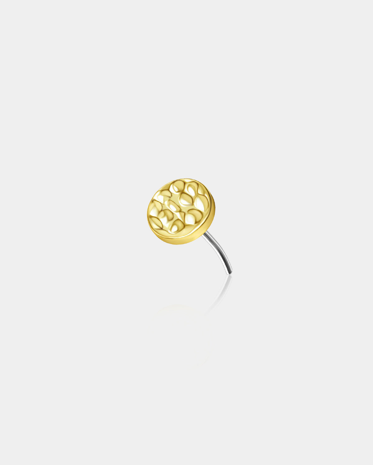 14K Gold Hammered Disc Threadless Cartilage Stud