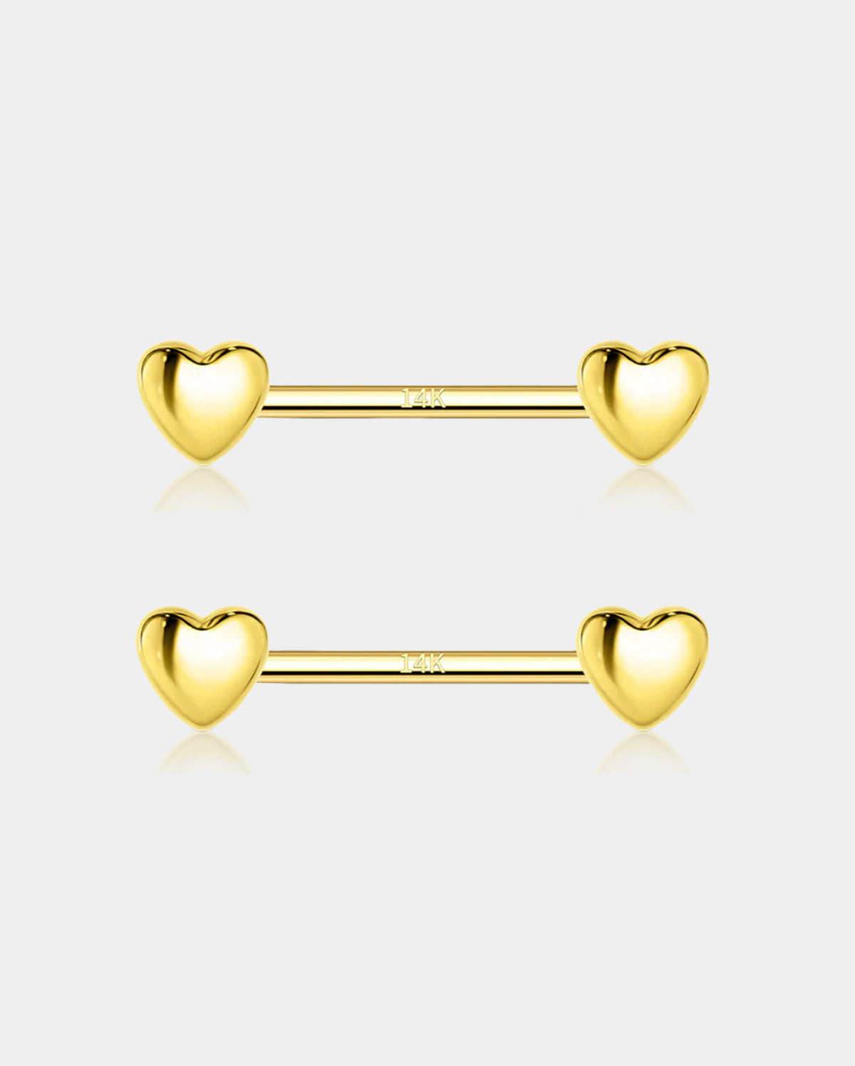14K Gold Heart Nipple Barbell