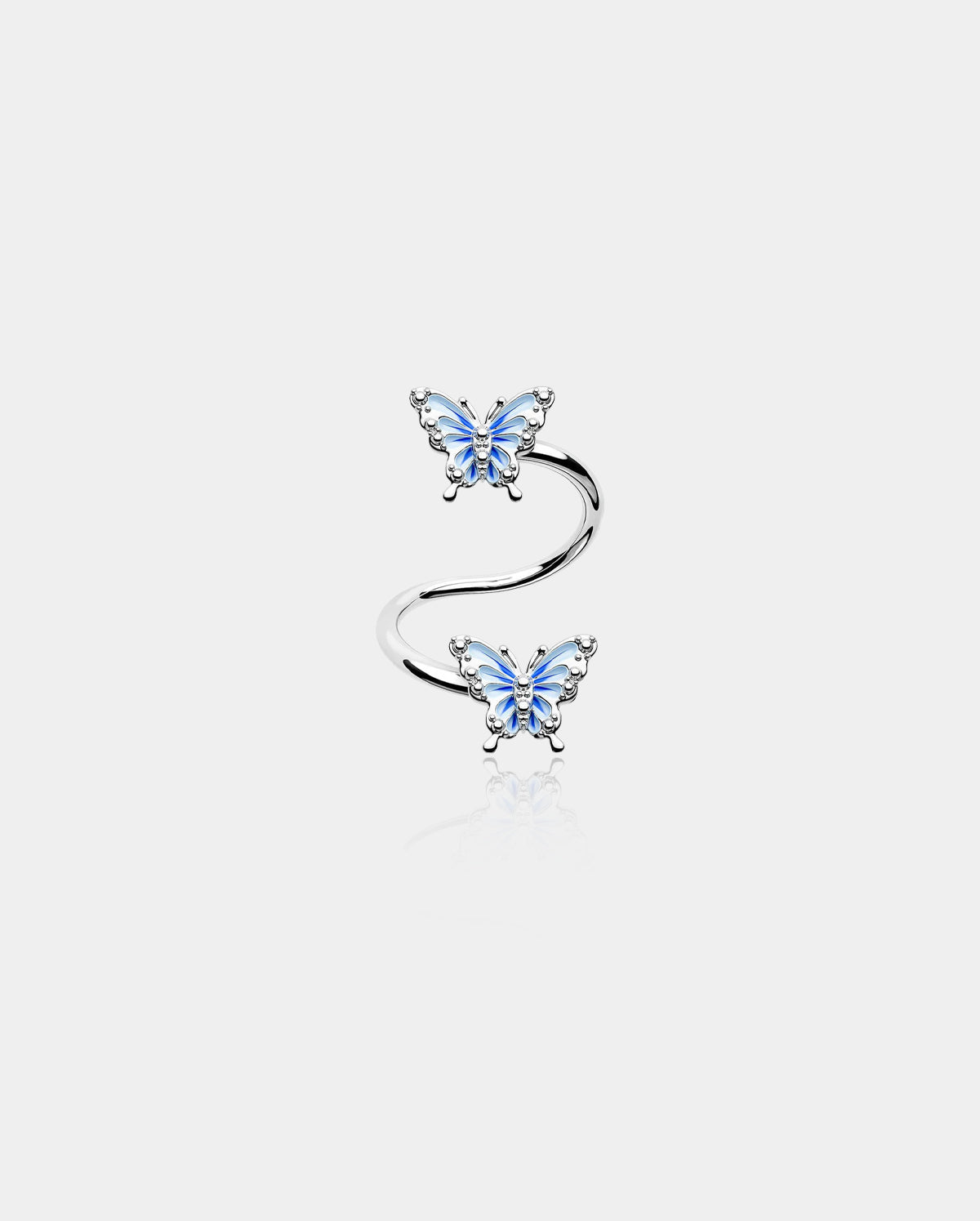 Blue Butterfly S-Shape Helix Ring