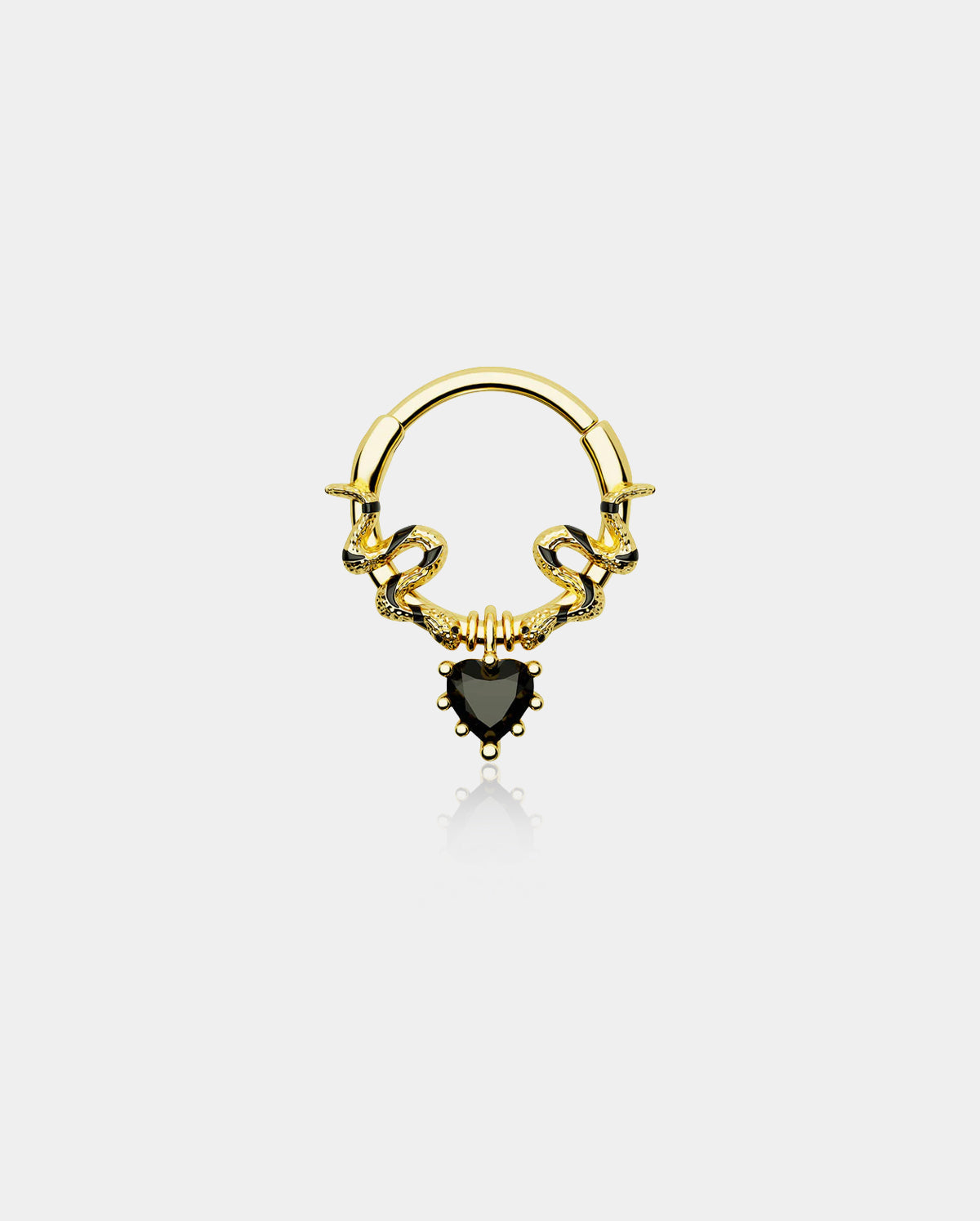 Snake Black Heart Gem Dangle Septum Ring