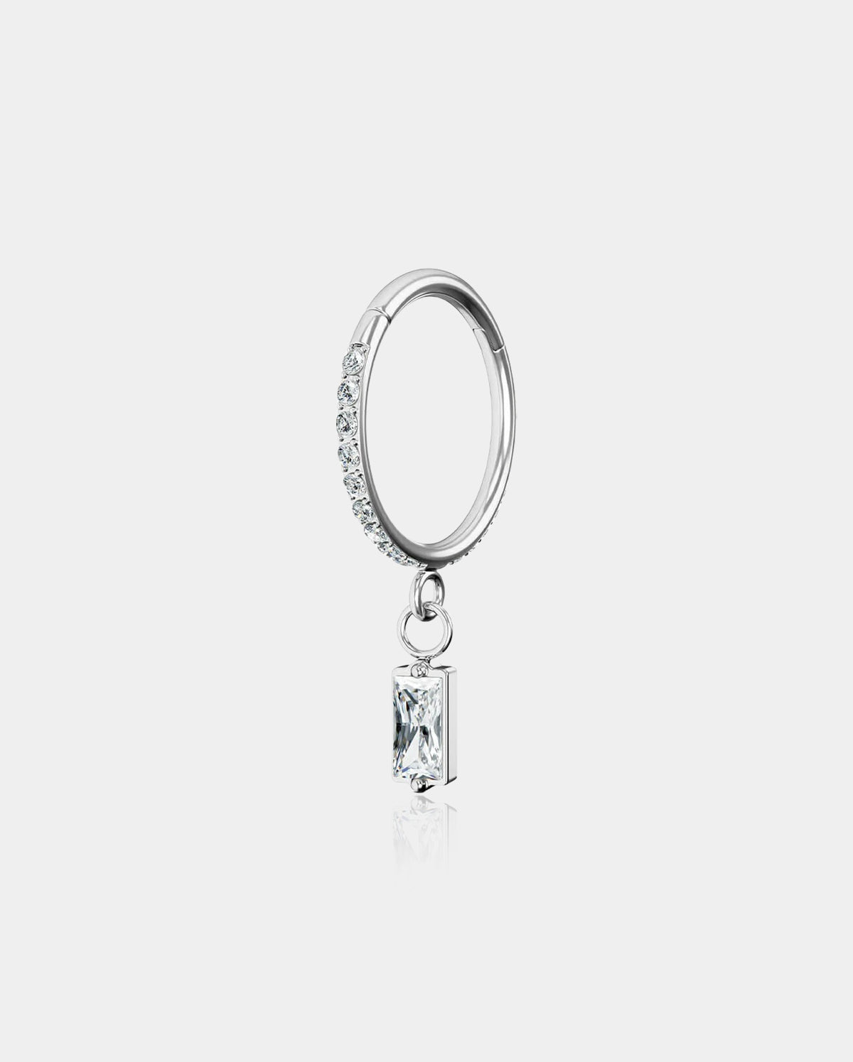Rectangle Dangle CZ Cartilage Hoop
