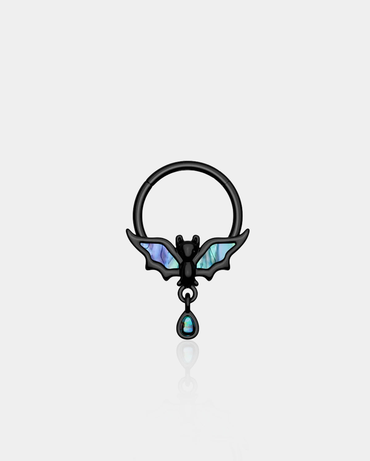 Abalone Shell Bat Dangle Hinged Segment Septum Ring
