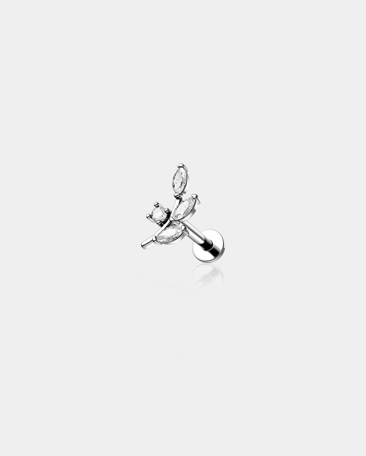 Leaves CZ Internally Threaded Helix Stud