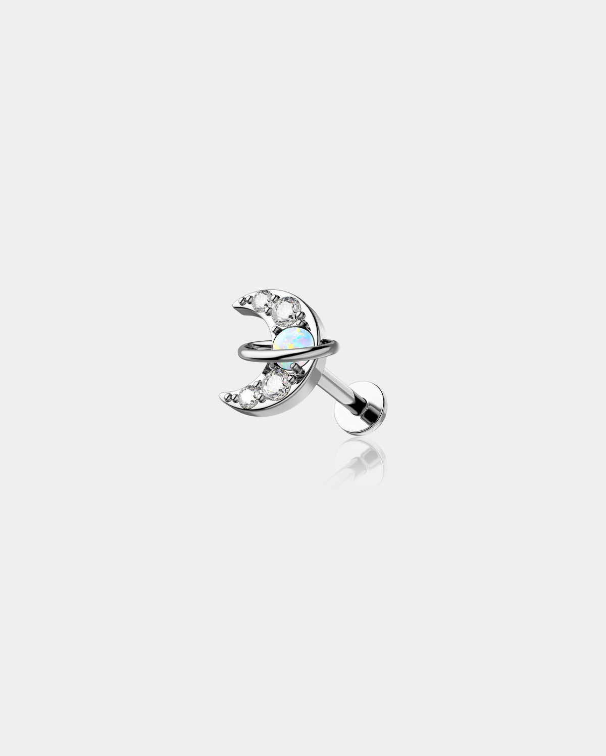 Synthetic Opal Moon Internally Threaded Helix Stud