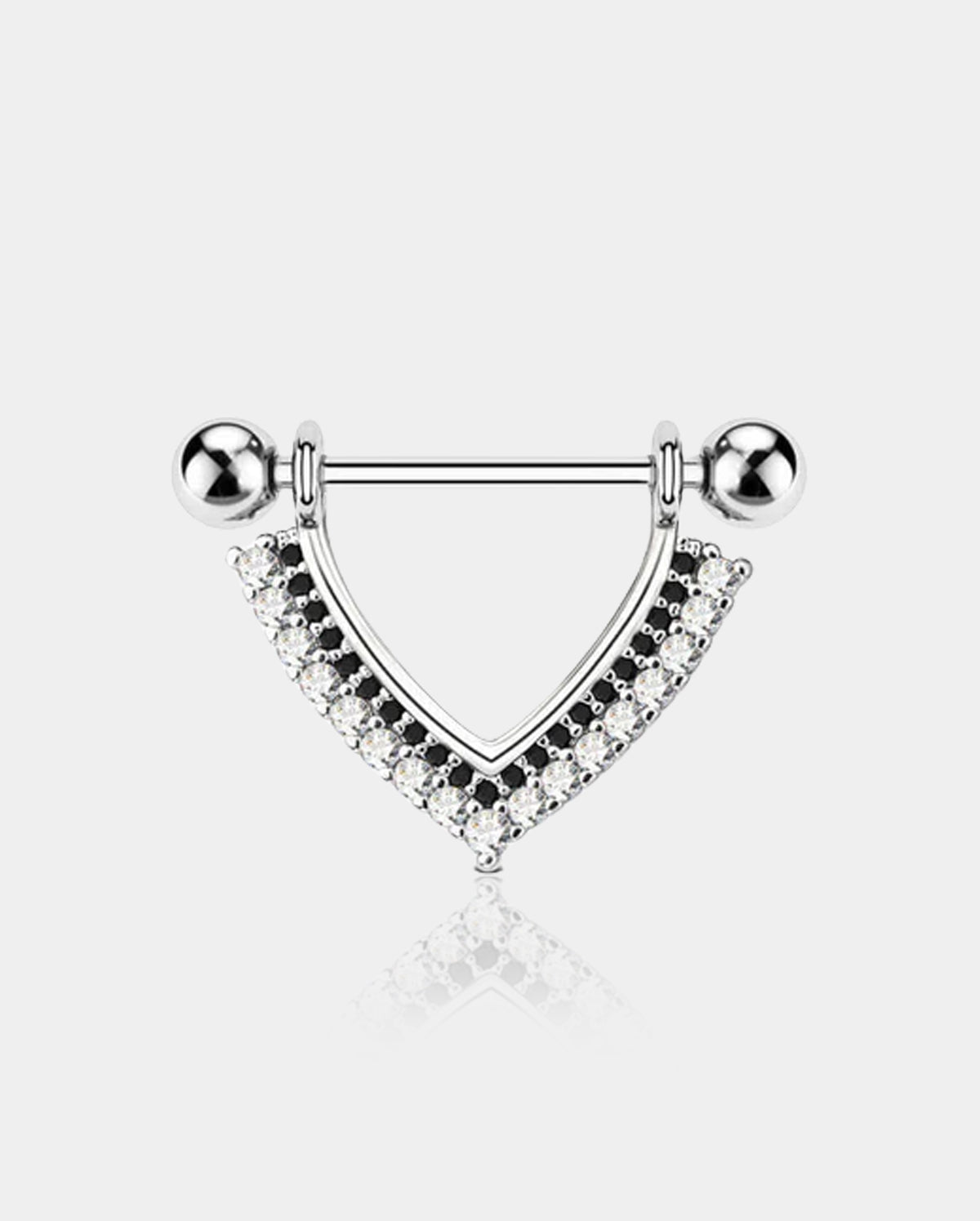 2PCS Double Layer CZ Black Dangle Nipple Ring