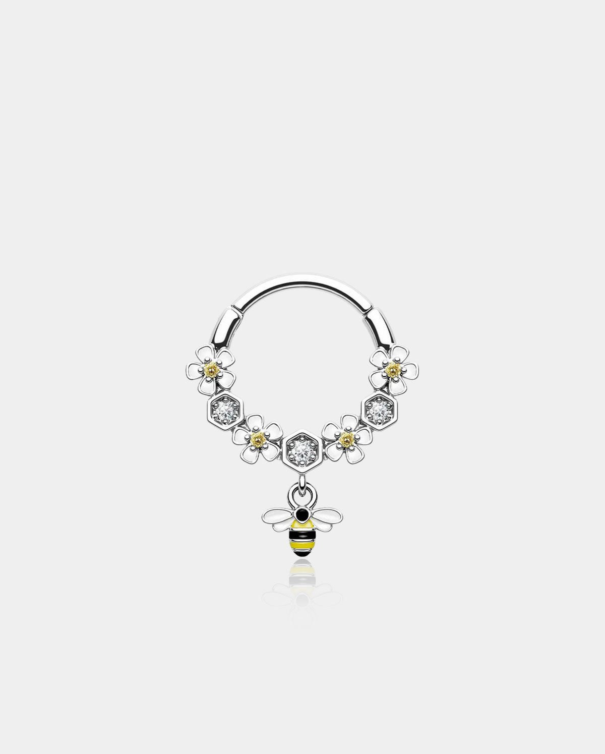 Bee and Flower Dangle Segment Septum Rings