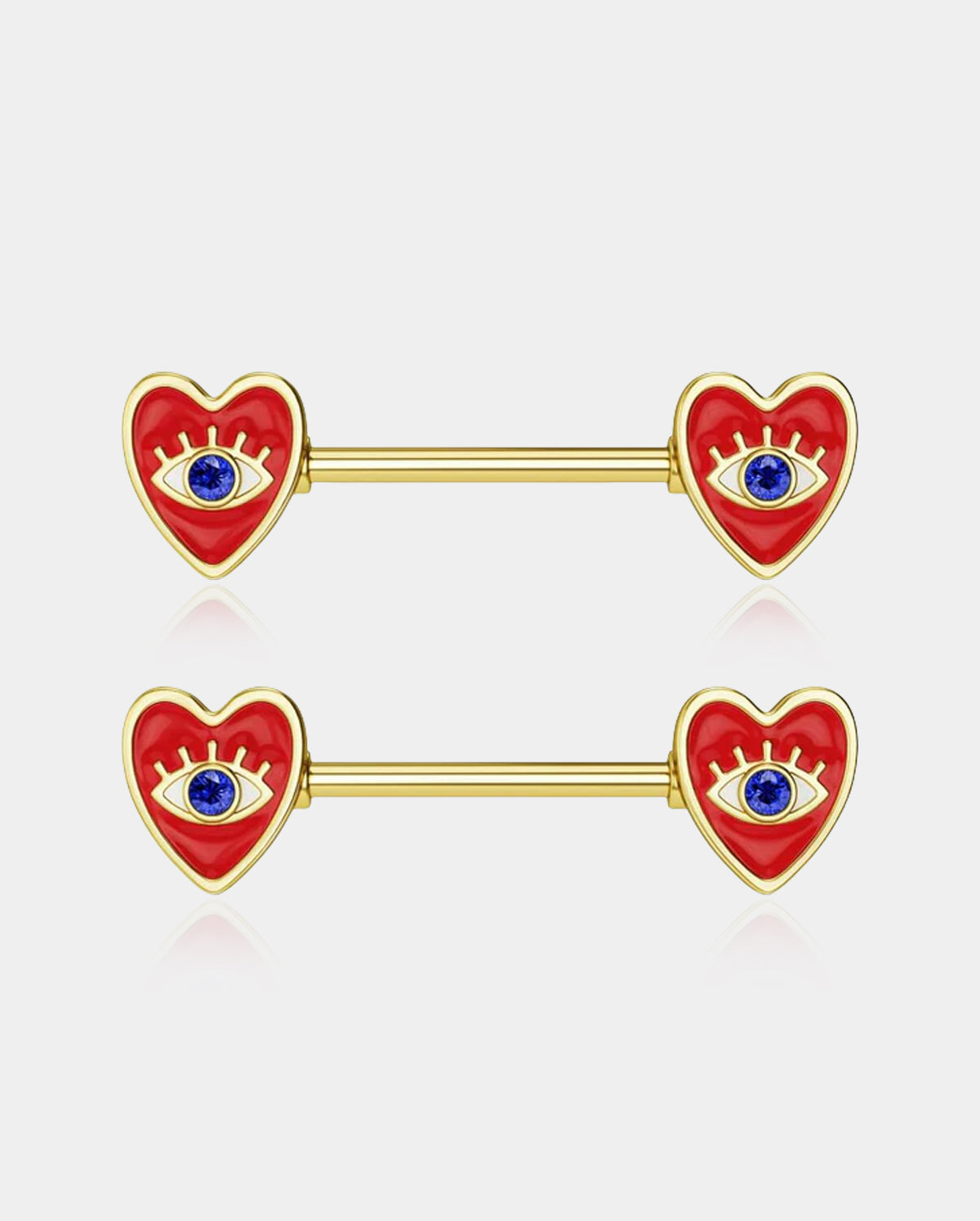 2PCS Evil Eye Red Heart Nipple Ring