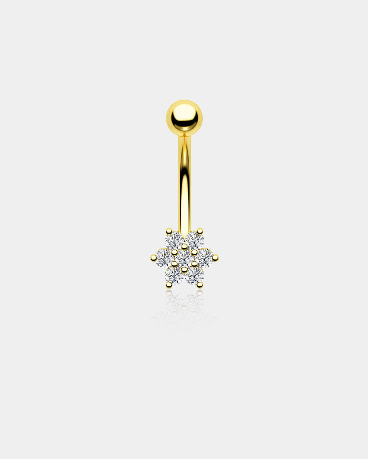 14K Gold CZ Snowflake Belly Ring
