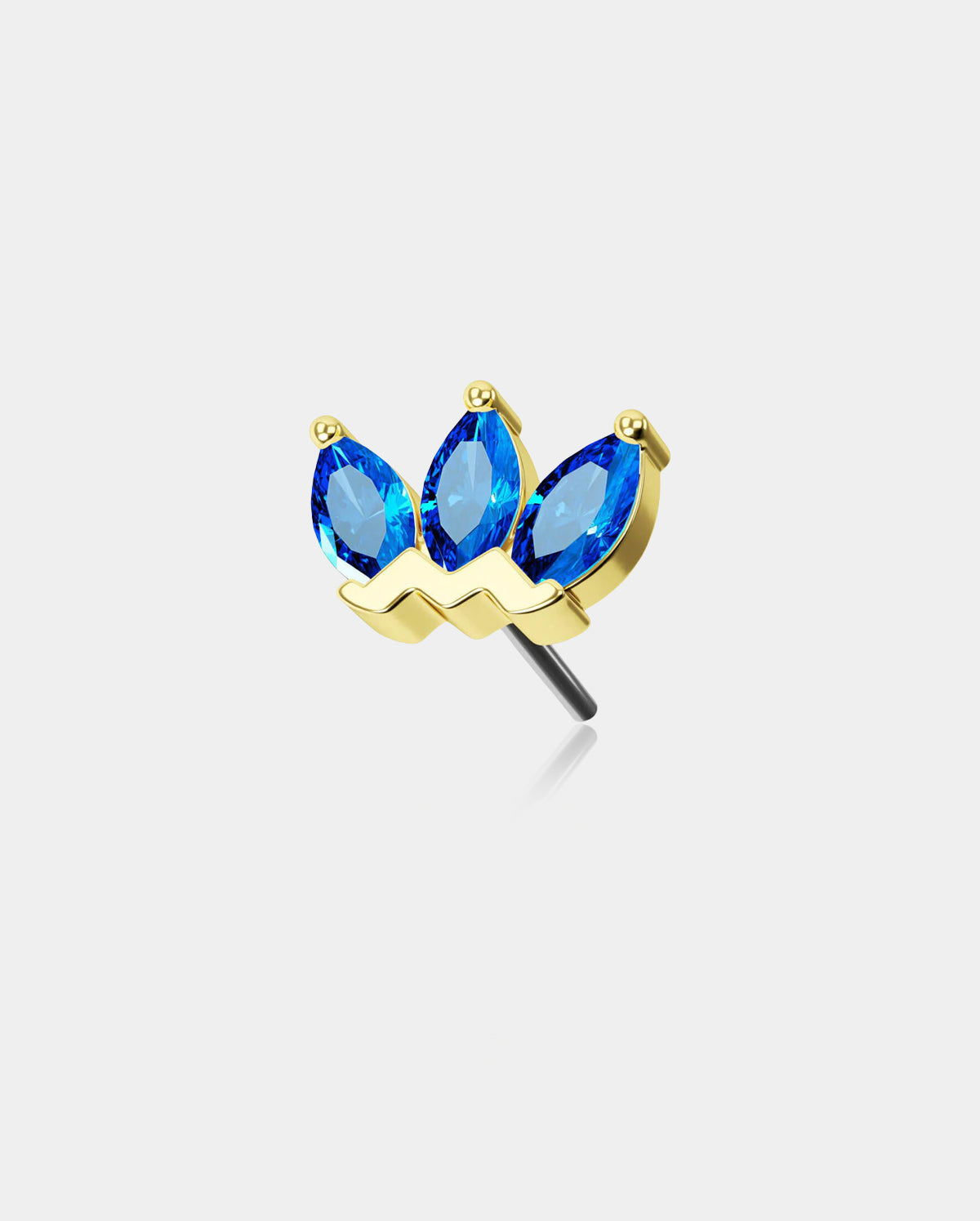 14K Gold Crown CZ Threadless Nose Stud