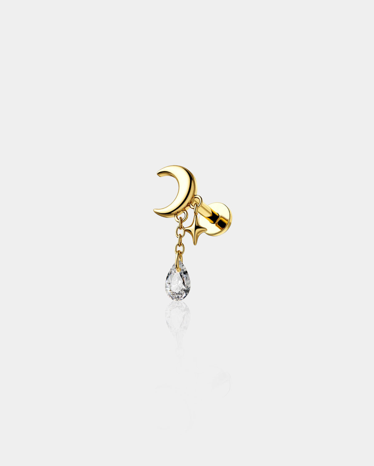 Moon Dangle Internally Threaded Helix Stud