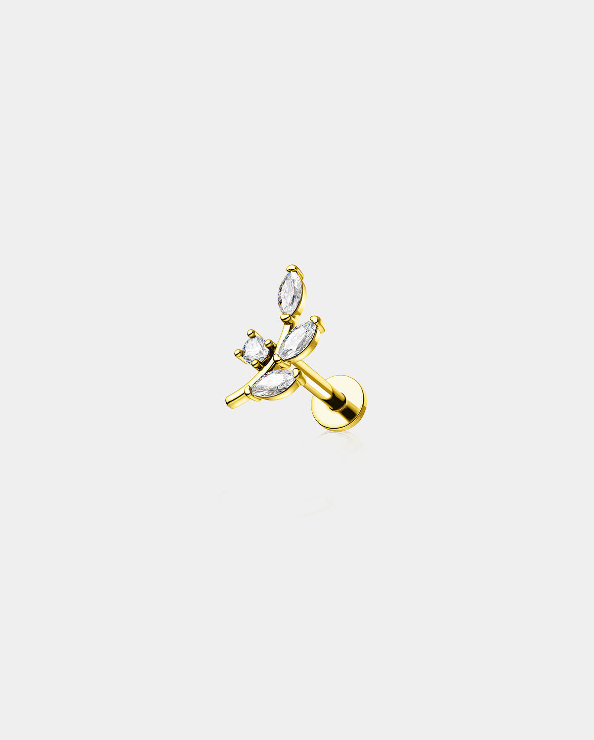 Leaves CZ Internally Threaded Helix Stud