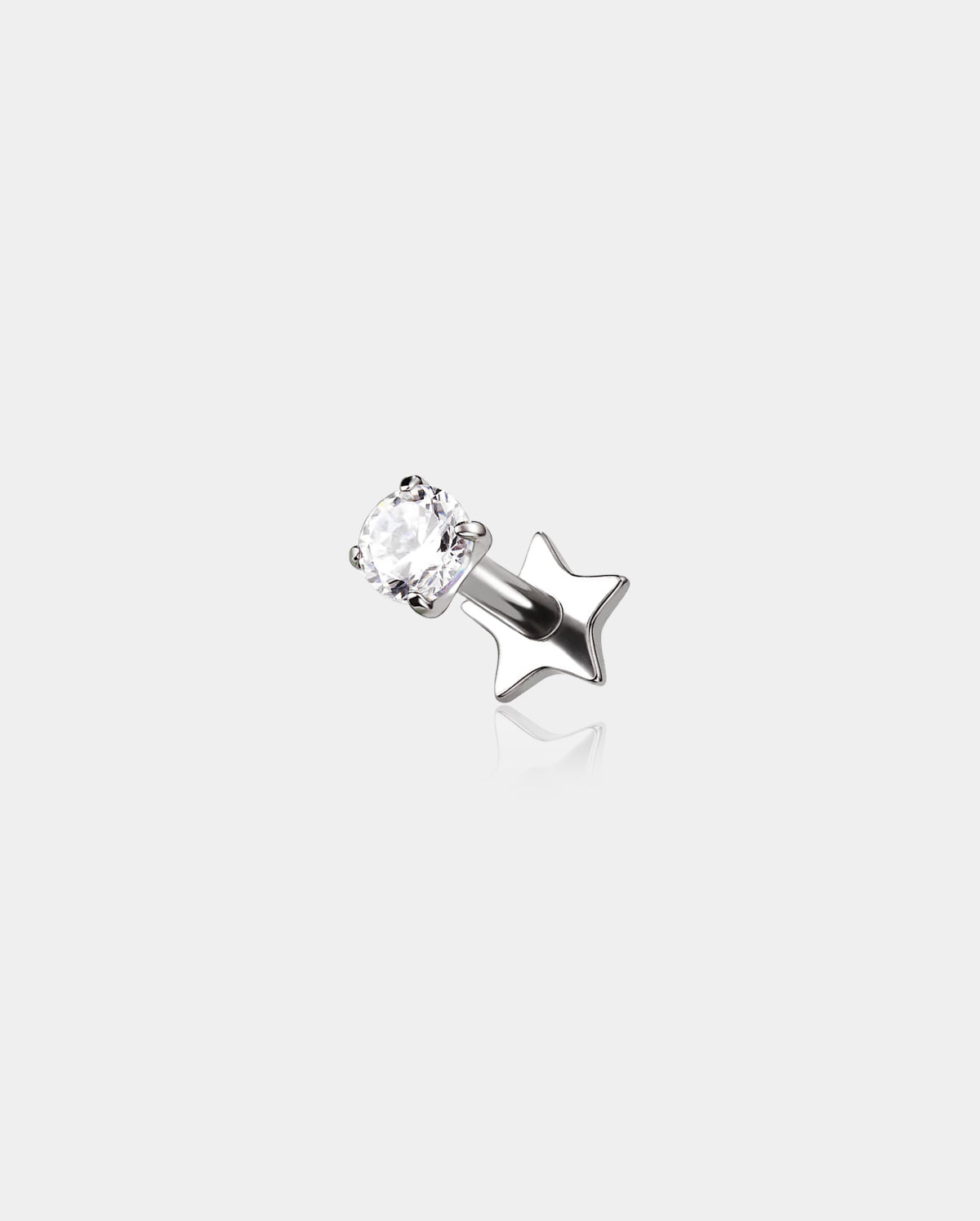 Prong CZ Star Heart Titanium Threadless Cartilage Stud