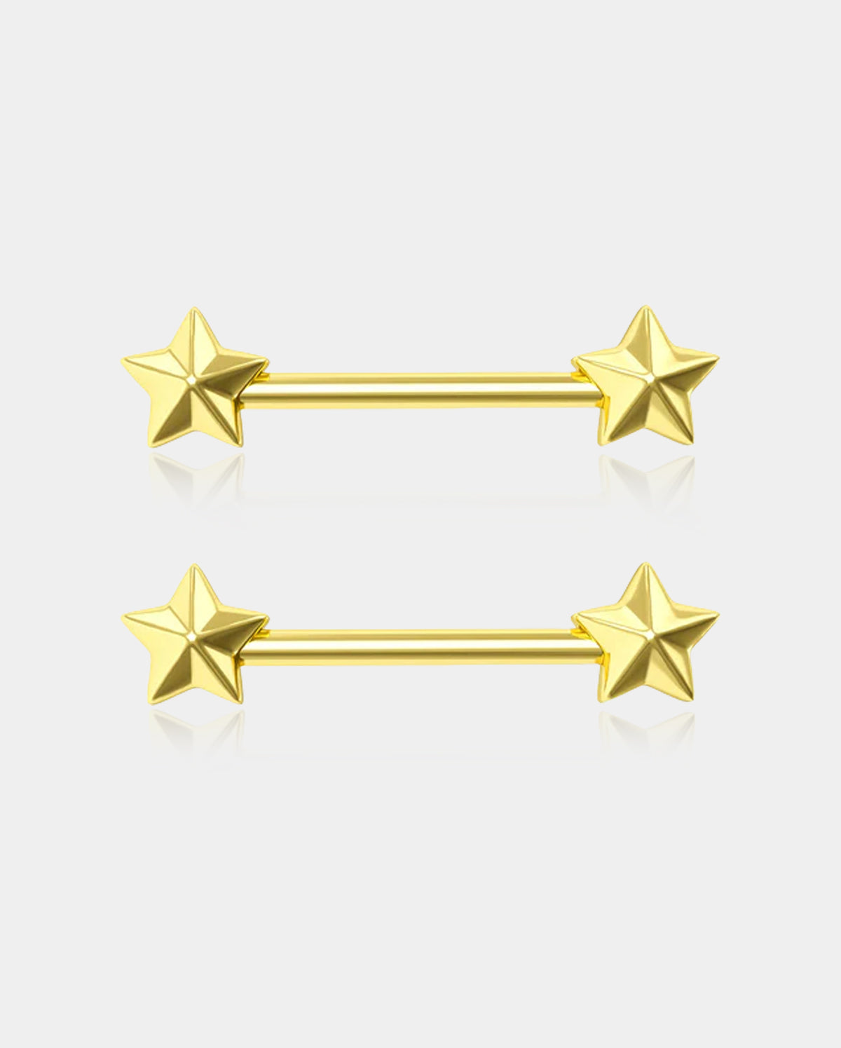 2PCS Gold Star Nipple Barbell