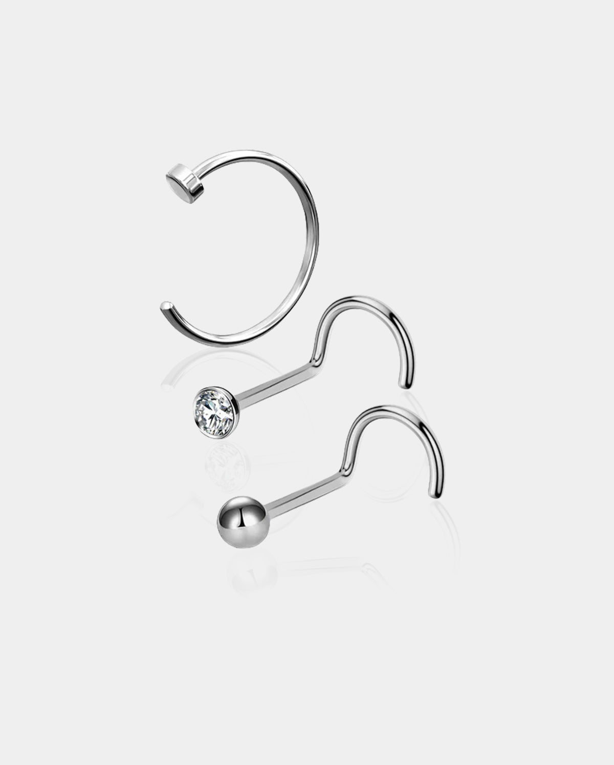 3PCS Titanium Screw Nose Stud Pack