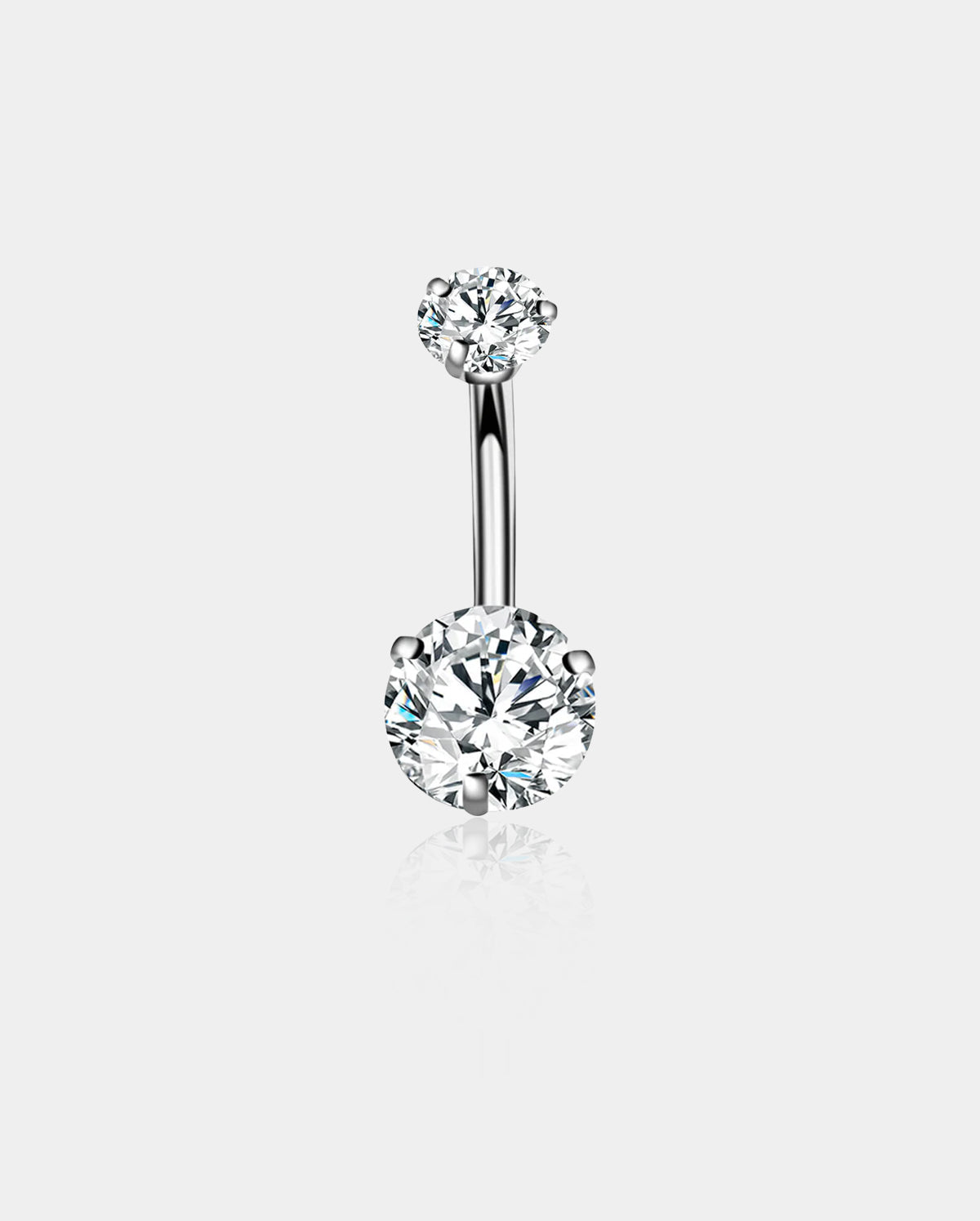 Double Round CZ Titanium Belly Ring