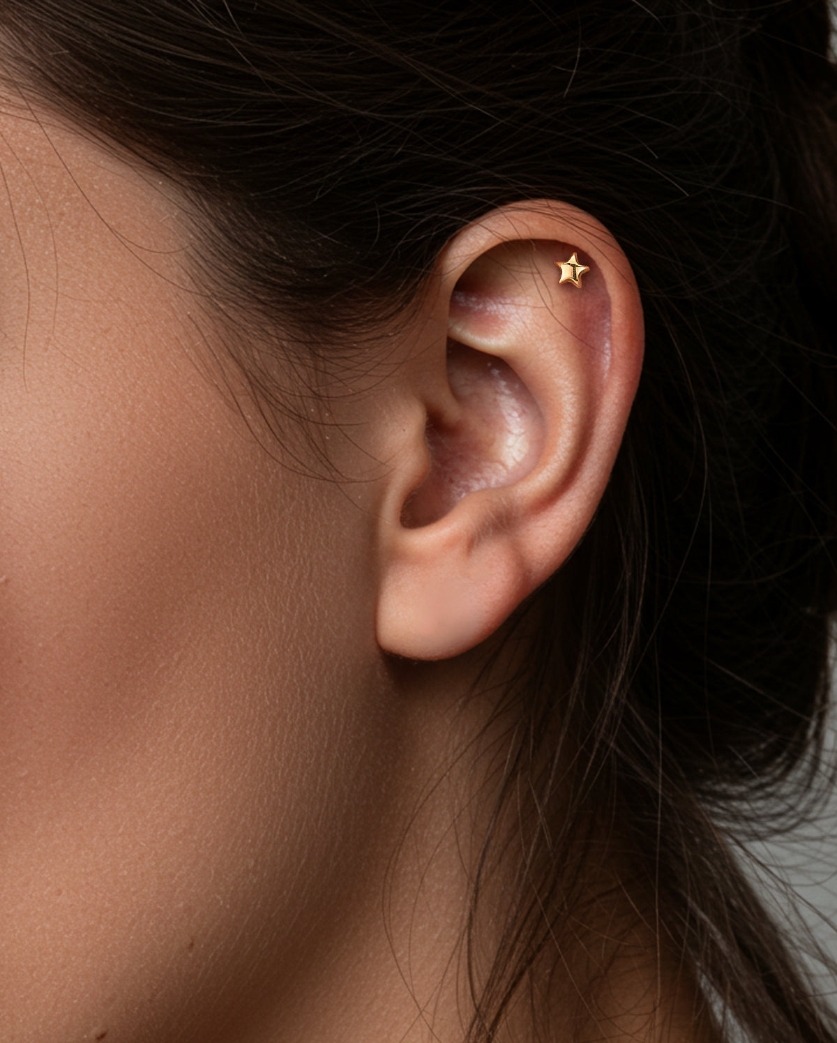 Domed Star Titanium Threadless Cartilage Stud
