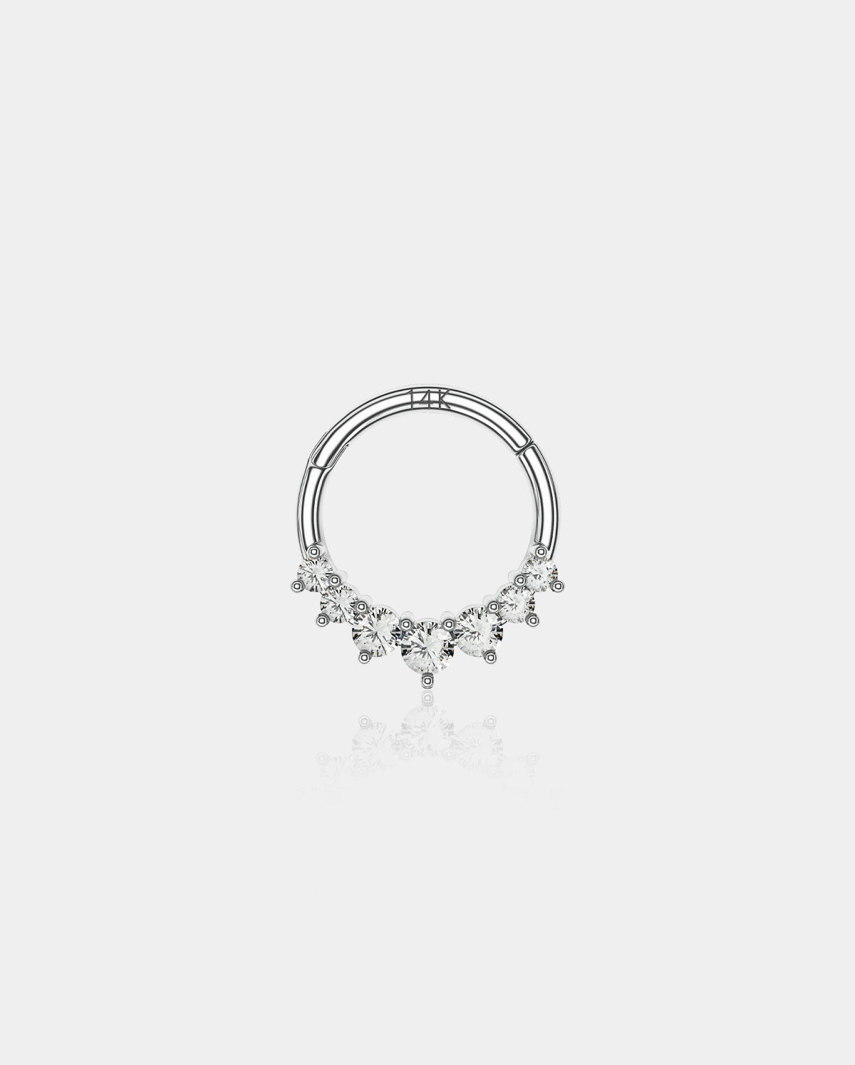 14K White Gold CZ Segment Septum Ring