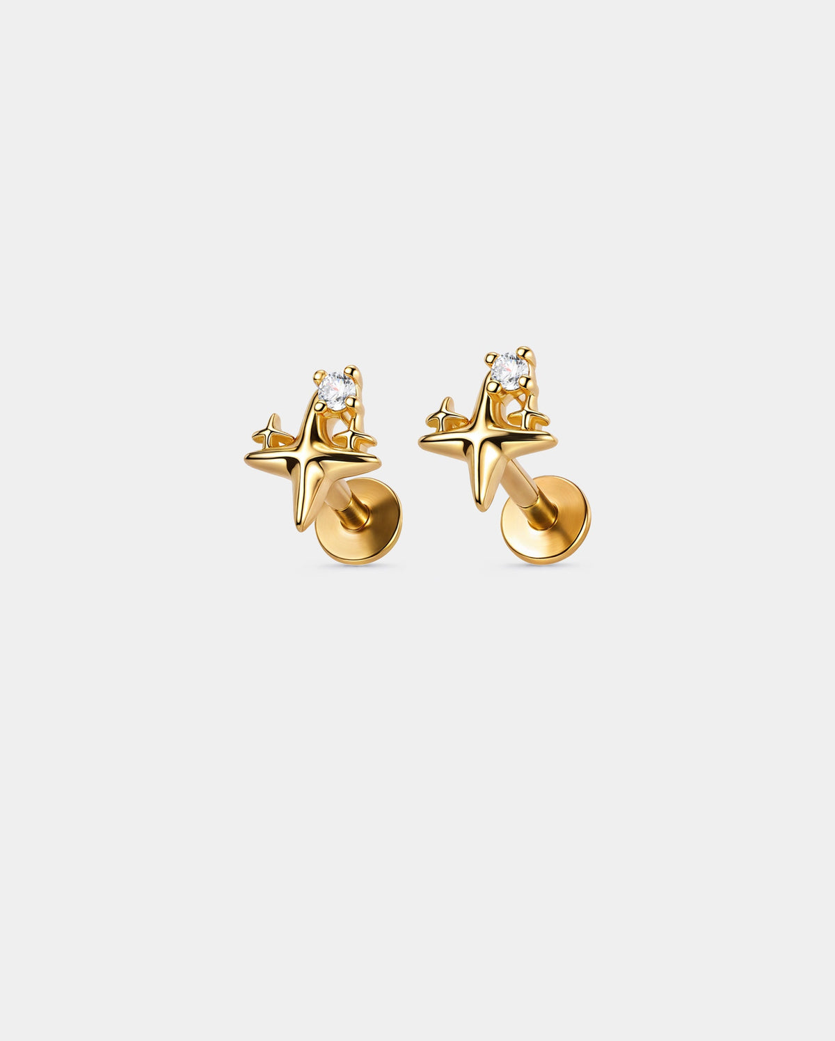 Starburst CZ Internally Threaded Cartilage Stud