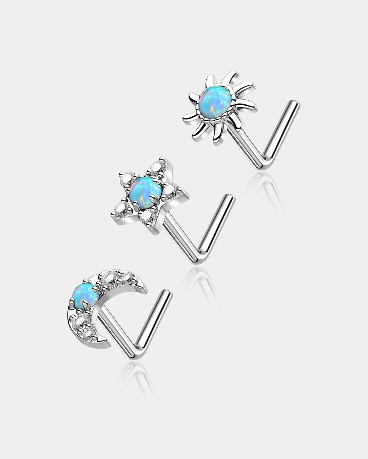3PCS Synthetic Opal Nose Studs Set