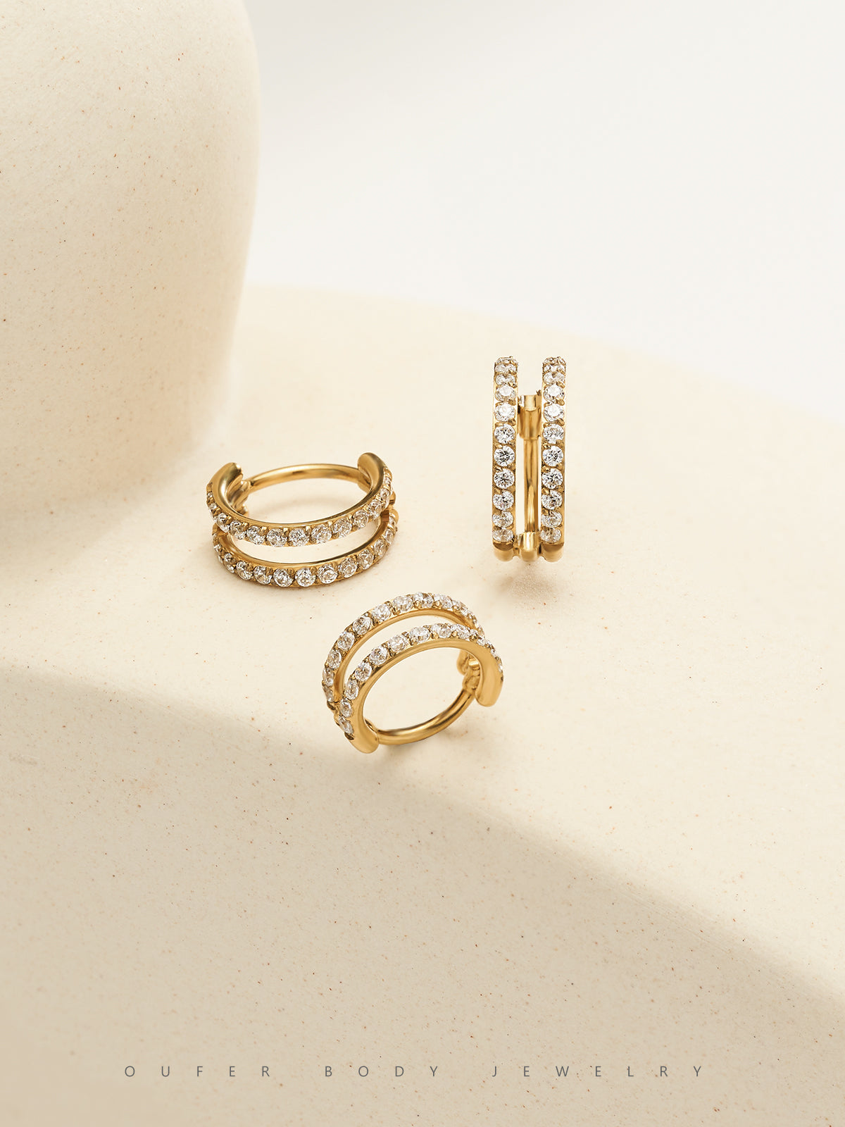 20G Double Row CZ Hoop Nose Ring
