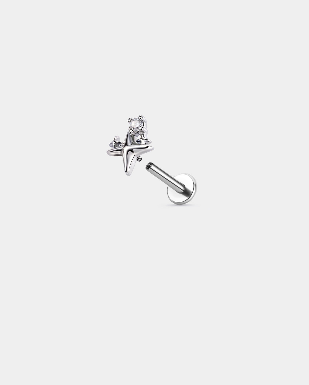 Starburst CZ Internally Threaded Cartilage Stud