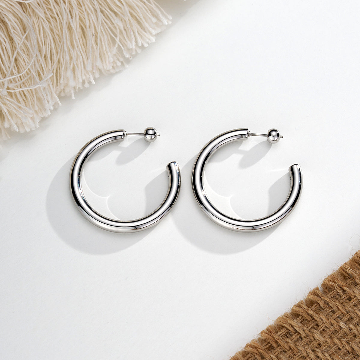 2PCS 18K Gold Plating Water Safe Hoop Earring