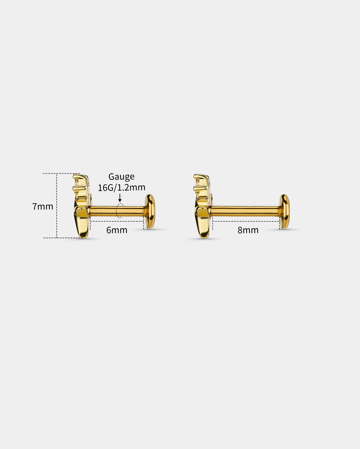 Starburst CZ Internally Threaded Cartilage Stud