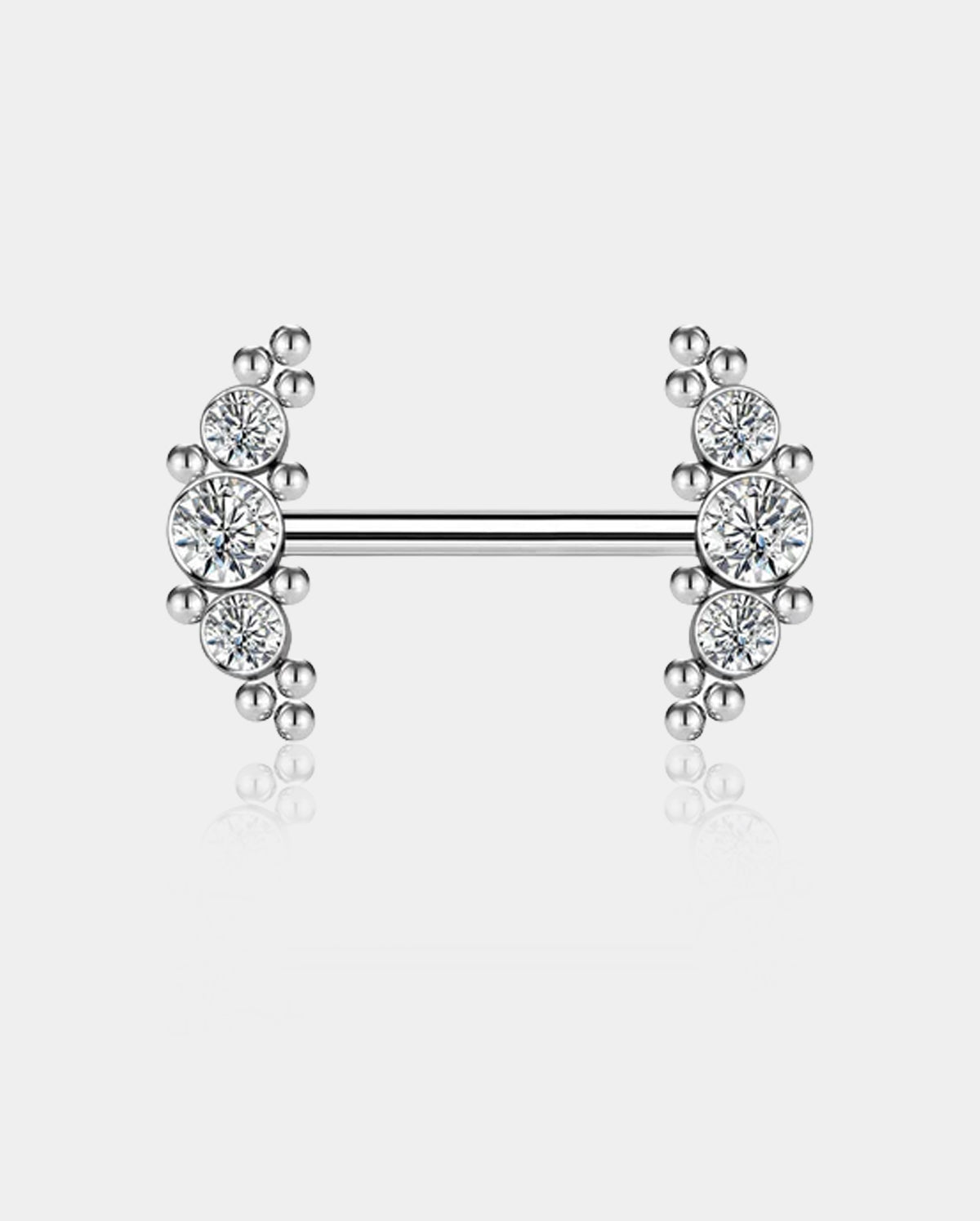 CZ and Beads Titanium Nipple Barbell Pair