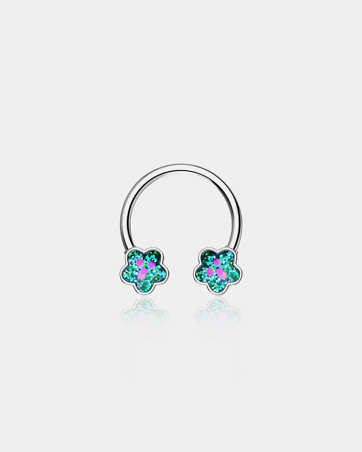 Glitter Flower Horseshoe Septum Ring